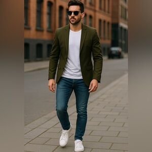 Noose & Monkey Olive Green Slim Fit Blazer Jacket Size 44R